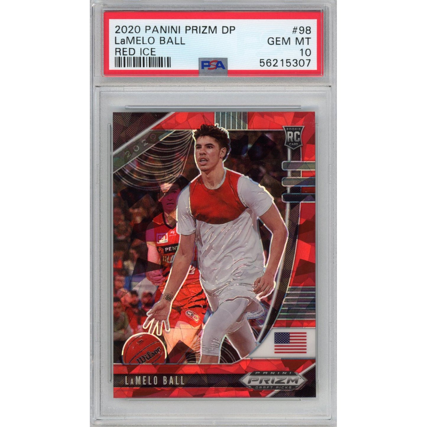 Graded 2020-21 Panini Prizm LaMelo Ball #83 Red Ice Rookie RC Basketball Card PSA 10 Gem Mint