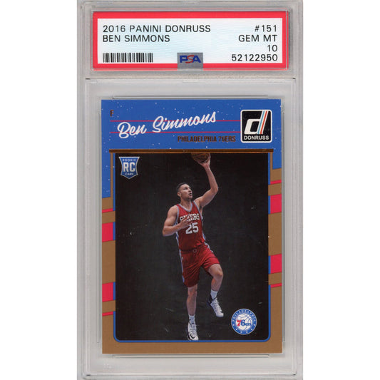 Graded 2016-17 Panini Donruss Ben Simmons #151 Rookie RC Basketball Card PSA 10 Gem Mint