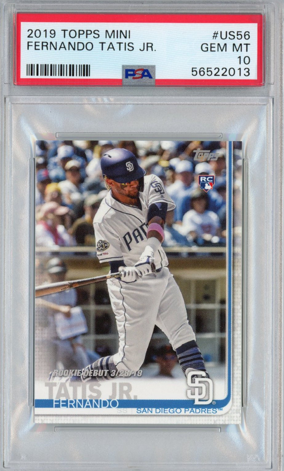 Graded 2019 Topps Mini Update Fernando Tatis Jr. #US56 Rookie RC Baseball Card PSA 10 Gem Mint