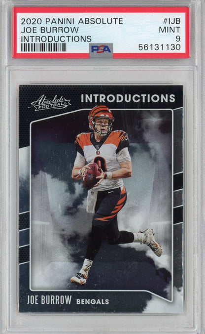 Graded 2020 Panini Absolute Joe Burrow #IJB Introductions Rookie RC Football Card PSA 9 Mint