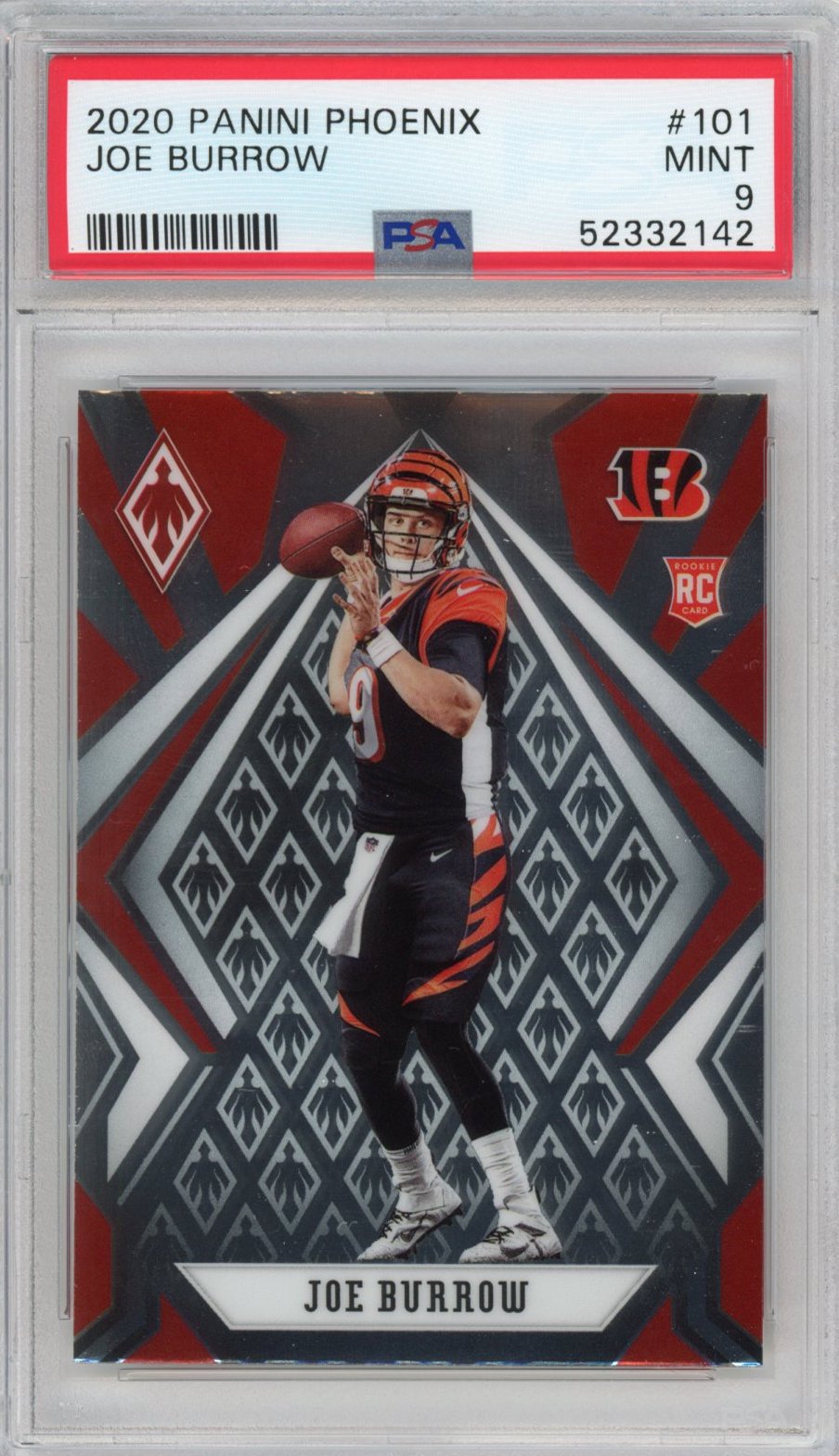 Graded 2020 Panini Phoenix Joe Burrow #101 Rookie RC Football Card PSA 9 Mint