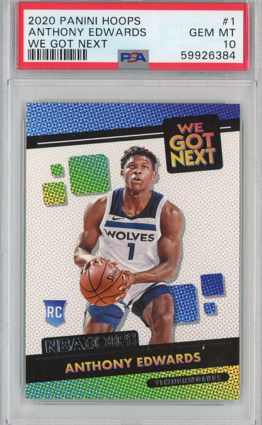 Graded 2020-21 Panini Hoops Anthony Edwards #1 We Got Next Rookie RC Basketball Card PSA 10 Gem Mint