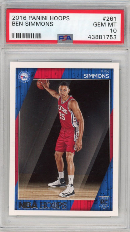 Graded 2016-17 Panini Hoops Ben Simmons #261 Rookie RC Basketball Card PSA 10 Gem Mint