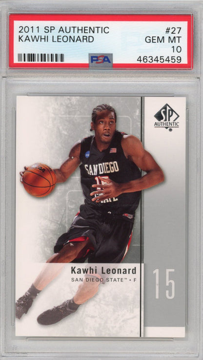 Graded 2011-12 Upper Deck UD SP Authentic Kawhi Leonard #27 Rookie RC Basketball Card PSA 10 Gem Mint