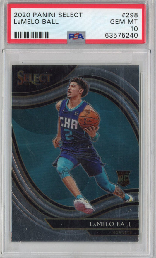 Graded 2020-21 Panini Select LaMelo Ball #298 Rookie RC Basketball Card PSA 10 Gem Mint
