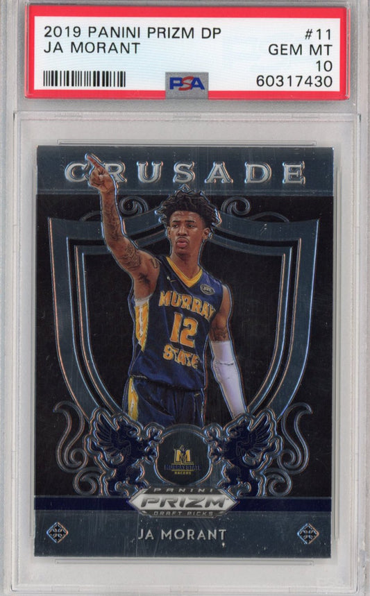 Graded 2019-20 Panini Prizm Draft Picks DP Ja Morant #11 Crusade Rookie RC Basketball Card PSA 10 Gem Mint