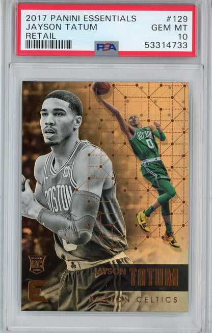 Graded 2017-18 Panini Essentials Jayson Tatum #129 Retail Rookie RC Basketball Card PSA 10 Gem Mint
