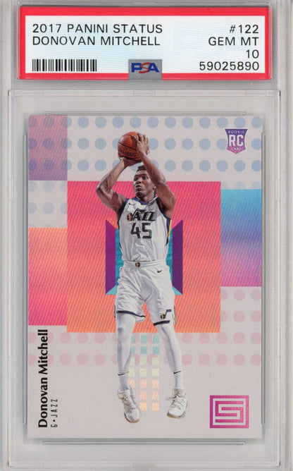 Graded 2017-18 Panini Status Donovan Mitchell #122 Rookie RC Basketball Card PSA 10 Gem Mint