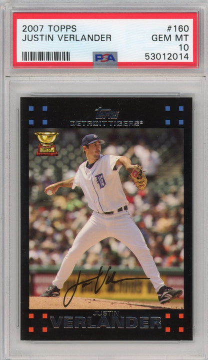 Graded 2007 Topps Justin Verlander #160 Rookie Cup RC Baseball Card PSA 10 Gem Mint