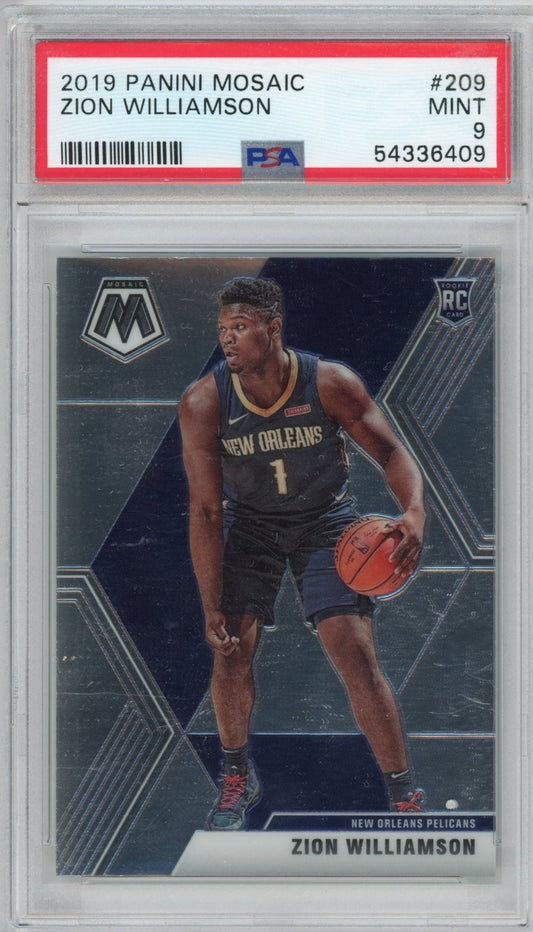 Graded 2019-20 Panini Mosaic Zion Williamson #209 Rookie RC Basketball Card PSA 9 Mint
