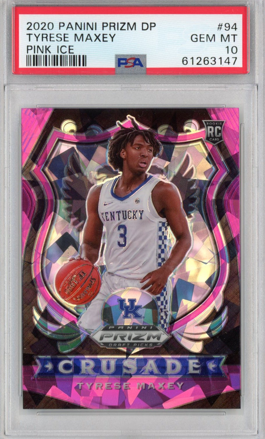 Graded 2020-21 Panini Prizm DP Draft Picks Tyrese Maxey #94 Crusade Pink Ice Rookie RC Basketball Card PSA 10 Gem Mint