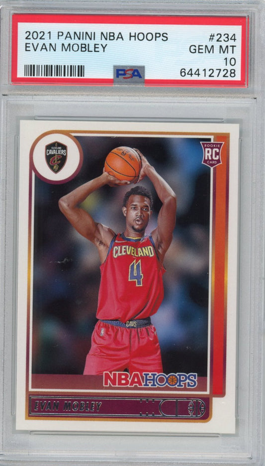 Graded 2021-22 Panini NBA Hoops Evan Mobley #234 Rookie RC Basketball Card PSA 10 Gem Mint