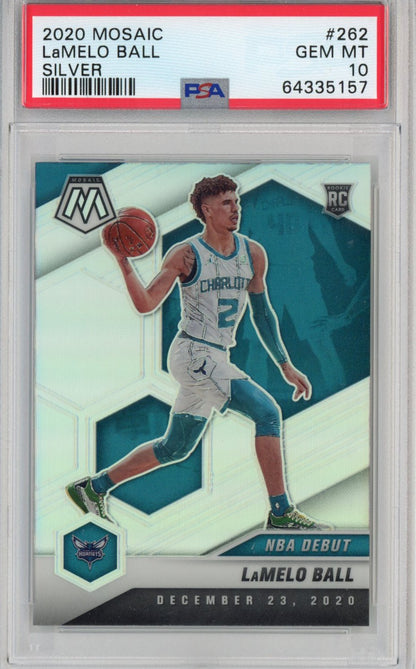 Graded 2020-21 Panini Mosaic LaMelo Ball #262 Silver Rookie RC Basketball Card PSA 10 Gem Mint