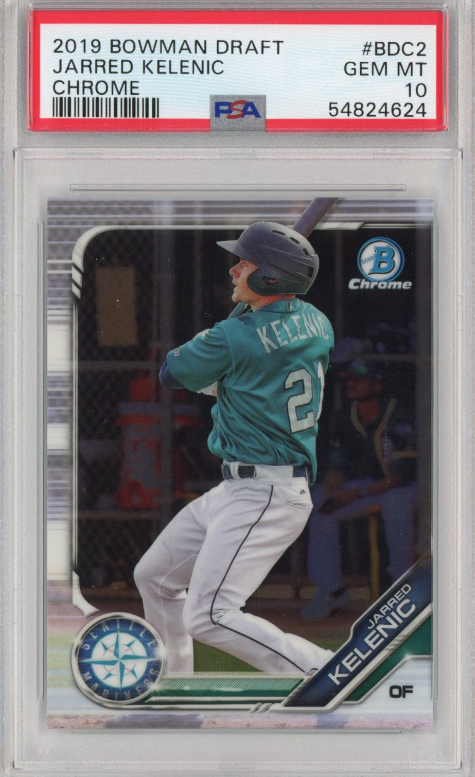 Graded 2019 Bowman Draft Chrome Jarred Kelenic #BDC2 Rookie RC Baseball Card PSA 10 Gem Mint