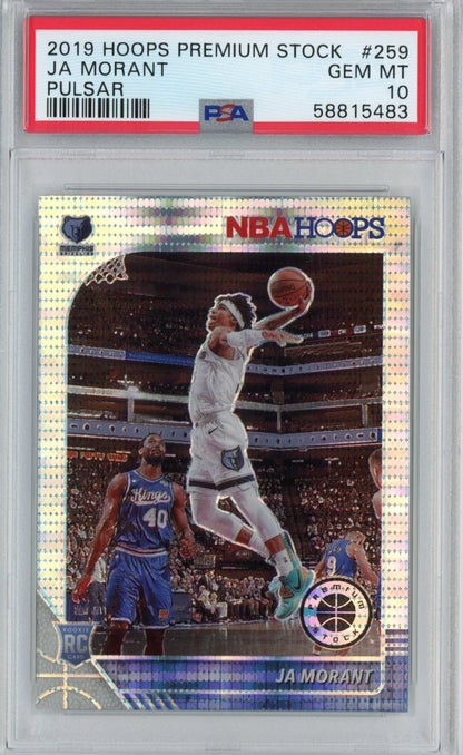 Graded 2019-20 Panini Hoops Premium Stock Ja Morant #259 Pulsar Rookie RC Basketball Card PSA 10 Gem Mint
