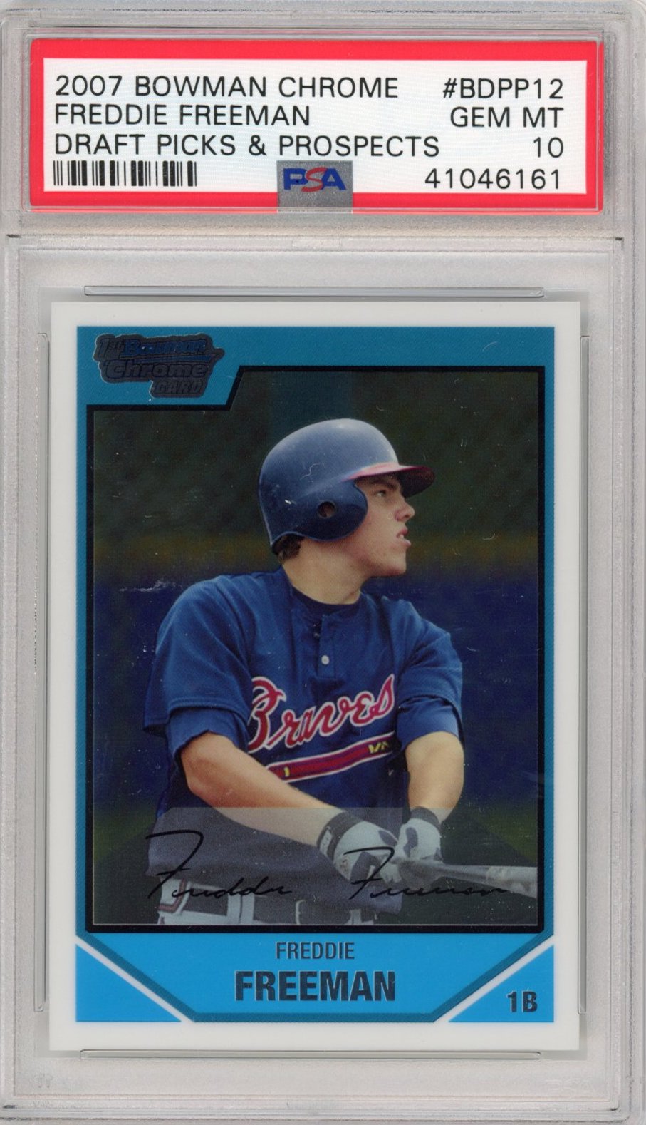 Graded 2007 Bowman Chrome Draft Picks & Prospects Freddie Freeman #BDPP12 Rookie RC Baseball Card PSA 10 Gem Mint