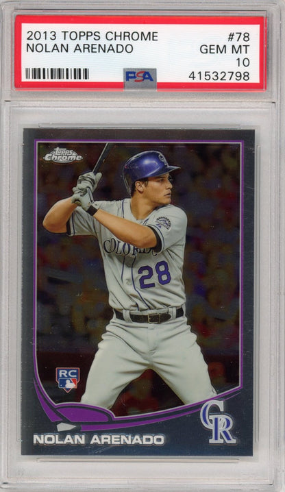 Graded 2013 Topps Chrome Nolan Arenado #78 Rookie RC Baseball Card PSA 10 Gem Mint