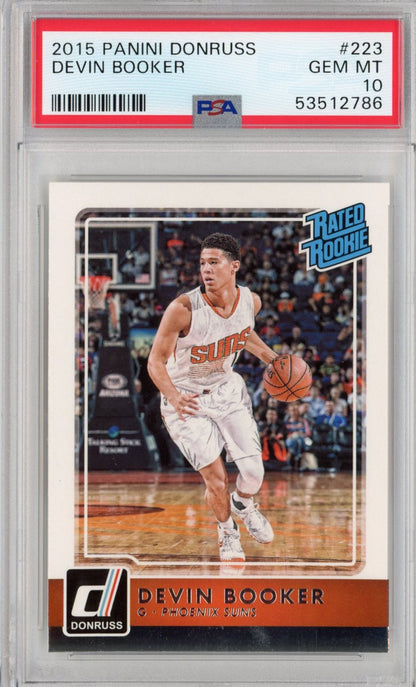 Graded 2015-16 Panini Donruss Devin Booker #223 Rated Rookie RC Basketball Card PSA 10 Gem Mint