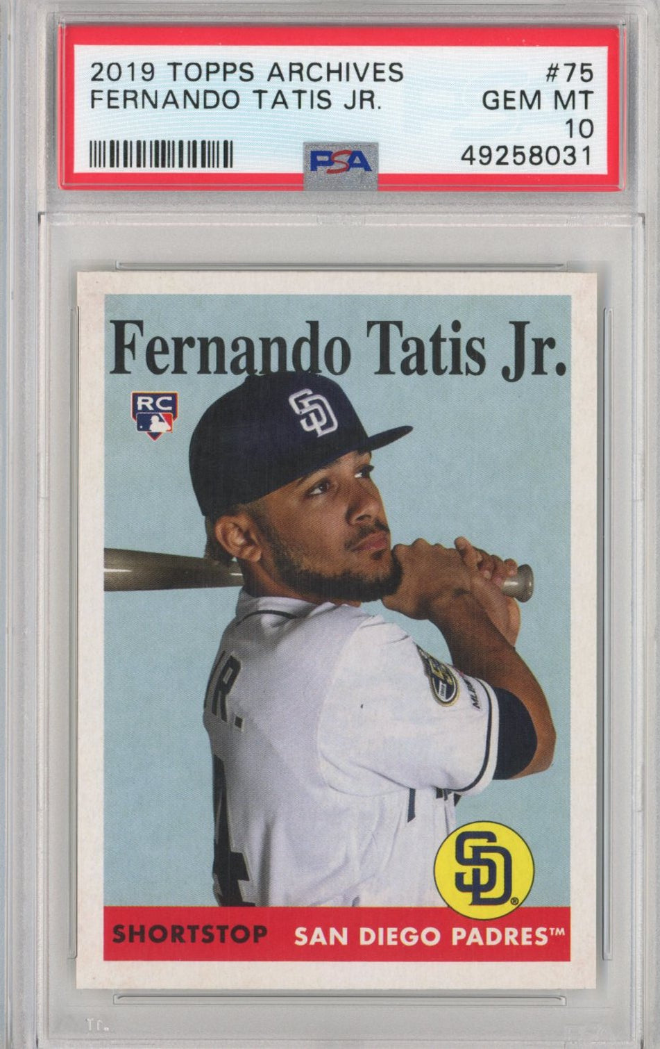 Graded 2019 Topps Archives Fernando Tatis Jr. #75 Rookie RC Baseball Card PSA 10 Gem Mint