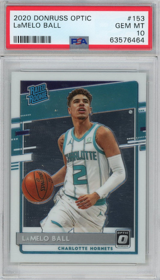 Graded 2020-21 Panini Donruss Optic LaMelo Ball #153 Rated Rookie RC Basketball Card PSA 10 Gem Mint