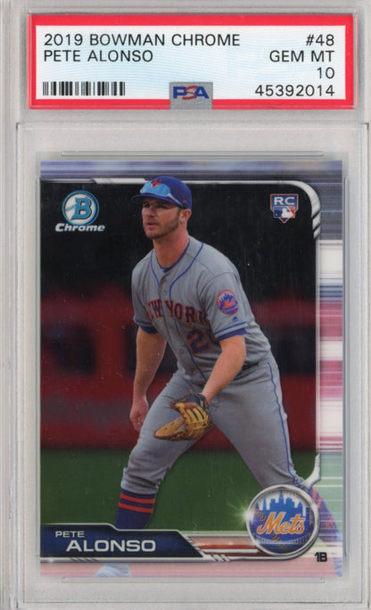 Graded 2019 Bowman Chrome Pete Alonso #48 Rookie RC Baseball Card PSA 10 Gem Mint