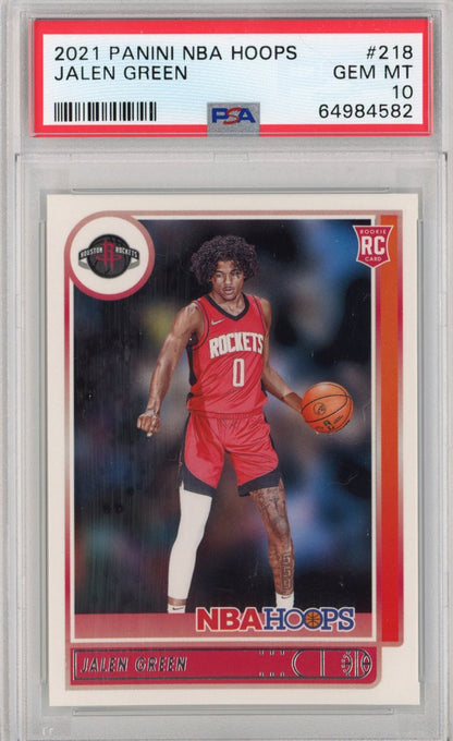 Graded 2021-22 Panini NBA Hoops Jalen Green #218 Rookie RC Basketball Card PSA 10 Gem Mint