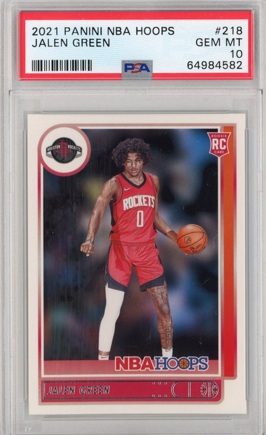 Graded 2021-22 Panini NBA Hoops Jalen Green #218 Rookie RC Basketball Card PSA 10 Gem Mint