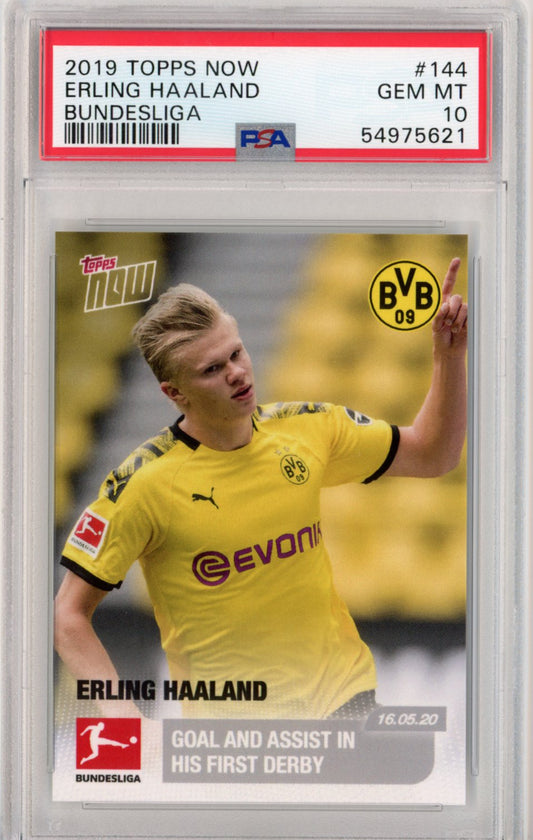 Graded 2019 Topps Now Erling Haaland #144 Bundesliga Rookie RC Soccer Card PSA 10 Gem Mint