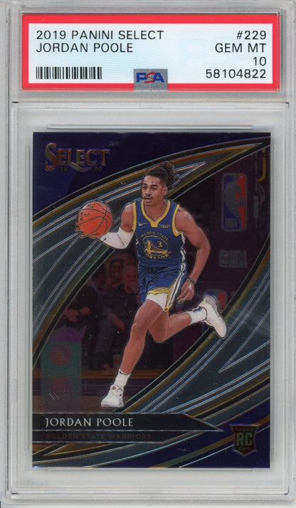Graded 2019-20 Panini Select Jordan Poole #229 Courtside Rookie RC Basketball Card PSA 10 Gem Mint