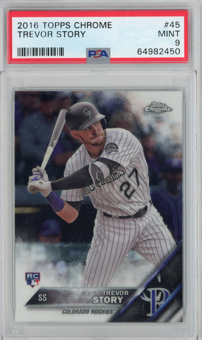 Graded 2016 Topps Chrome Trevor Story #45 Rookie RC Baseball Card PSA 9 Mint