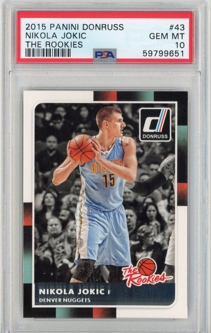 Graded 2015-16 Panini Donruss Nikola Jokic #43 The Rookies RC Basketball Card PSA 10 Gem Mint