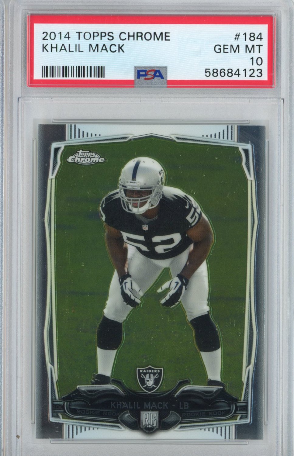 Graded 2014 Topps Chrome Khalil Mack #184 Rookie RC Football Card PSA 10 Gem Mint