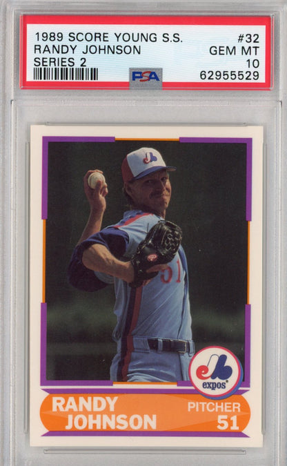 Graded 1989 Score Young Superstar Randy Johnson #32 Series 2 Rookie RC Baseball Card PSA 10 Gem Mint
