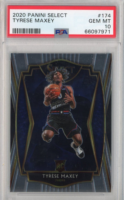 Graded 2020-21 Panini Select Tyrese Maxey #174 Premier Level Rookie RC Basketball Card PSA 10 Gem Mint