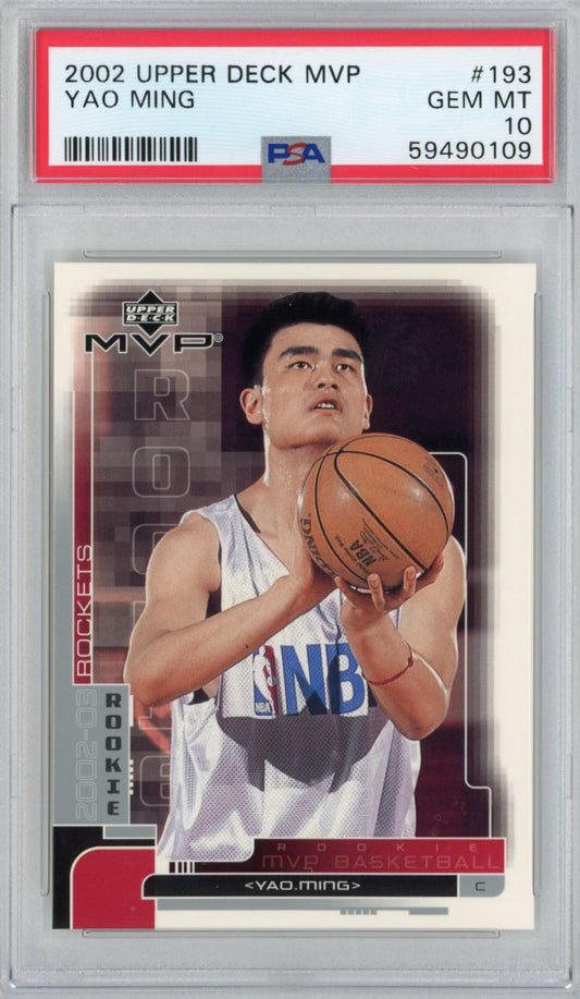 Graded 2002-03 Upper Deck UD MVP Yao Ming #193 Rookie RC Basketball Card PSA 10 Gem Mint