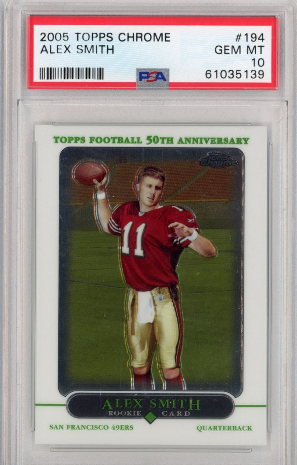 Graded 2005 Topps Chrome Alex Smith #194 Rookie RC Football Card PSA 10 Gem Mint
