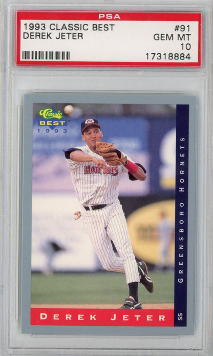Graded 1993 Classic Best Derek Jeter #91 Rookie RC Baseball Card PSA 10 Gem Mint