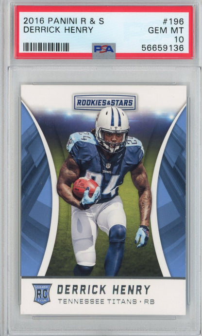 Graded 2016 Panini Rookies & Stars Derrick Henry #196 Rookie RC Football Card PSA 10 Gem Mint