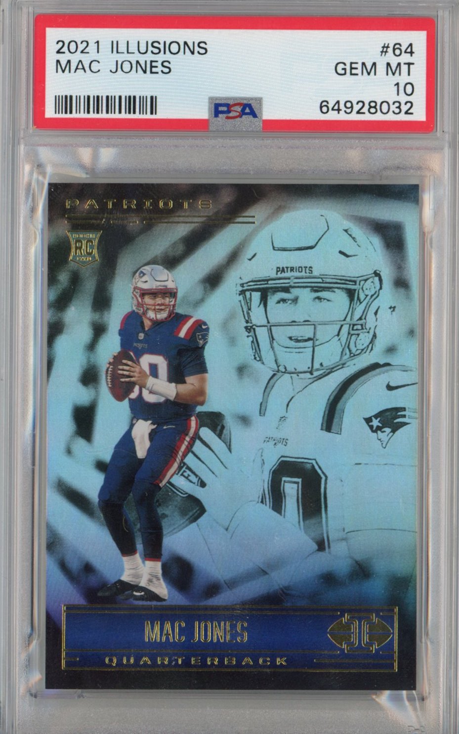 Graded 2021 Panini Illusions Mac Jones #64 Rookie RC Football Card PSA 10 Gem Mint
