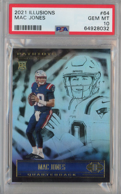 Graded 2021 Panini Illusions Mac Jones #64 Rookie RC Football Card PSA 10 Gem Mint