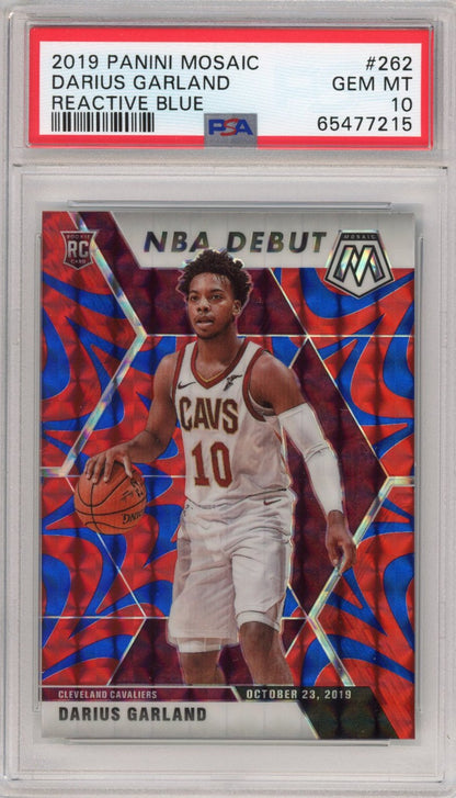 Graded 2019-20 Panini Mosaic Darius Garland #262 Reactive Blue Rookie RC Basketball Card PSA 10 Gem Mint