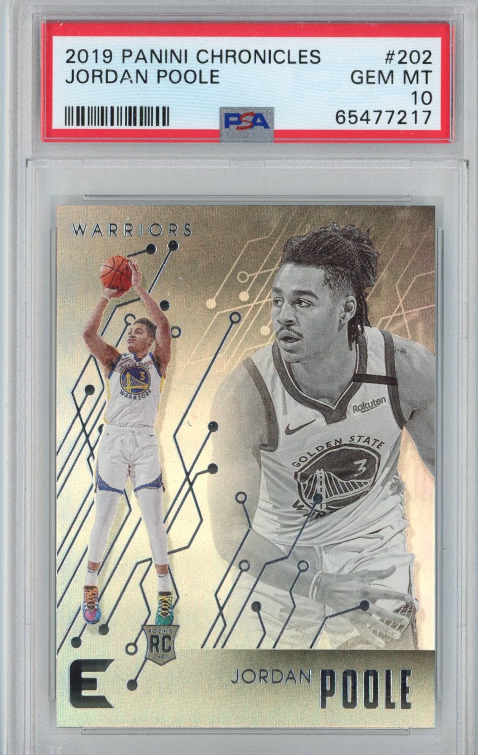 Graded 2019-20 Panini Chronicles Jordan Poole #202 Rookie RC Basketball Card PSA 10 Gem Mint