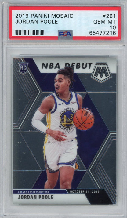 Graded 2019-20 Panini Mosaic Jordan Poole #261 Rookie RC Basketball Card PSA 10 Gem Mint
