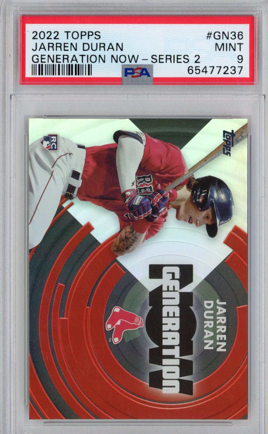 Graded 2022 Topps Jarren Duran #GN36 Generation Now Series 2 Rookie RC Baseball Card PSA 9 Mint