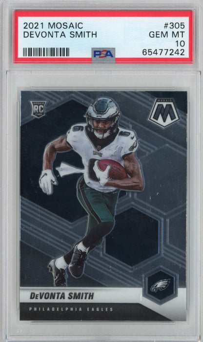 Graded 2021 Panini Mosaic DeVonta Smith #305 Rookie RC Football Card PSA 10 Gem Mint