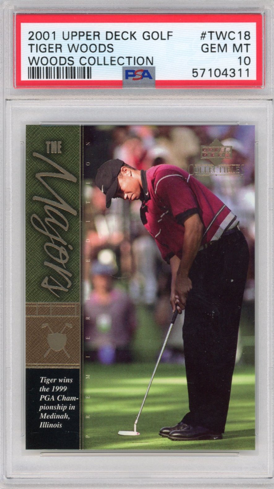 Graded 2001 Upper Deck UD Golf Tiger Woods #TWC18 Collection Rookie RC Golf Card PSA 10 Gem Mint