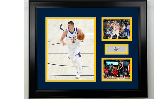Framed Nikola Jokic Denver Nuggets Facsimile Laser Engraved Signature Basketball 14x11 3 Photo Collage
