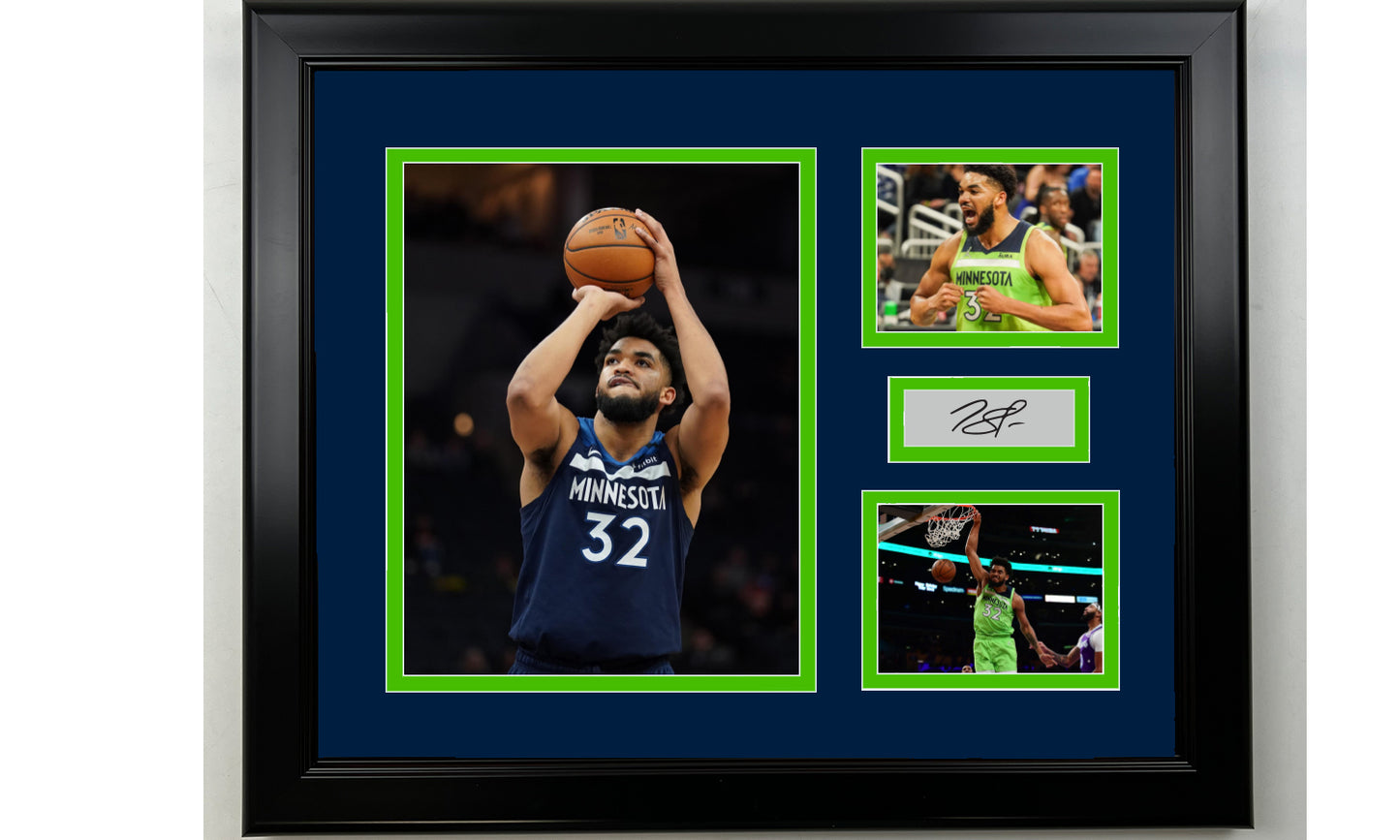 Framed Karl-Anthony Towns Minnesota Timberwolves Facsimile Laser Engraved Signature Basketball 14x11 3 Photo Collage