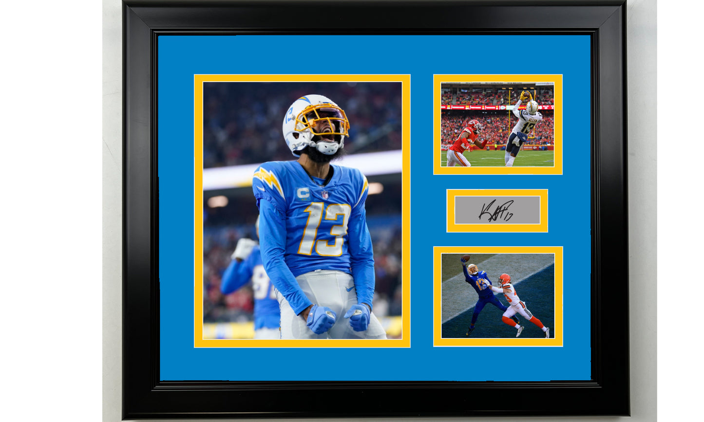 Framed Keenan Allen Los Angeles Chargers Facsimile Laser Engraved Signature Football 14x11 3 Photo Collage