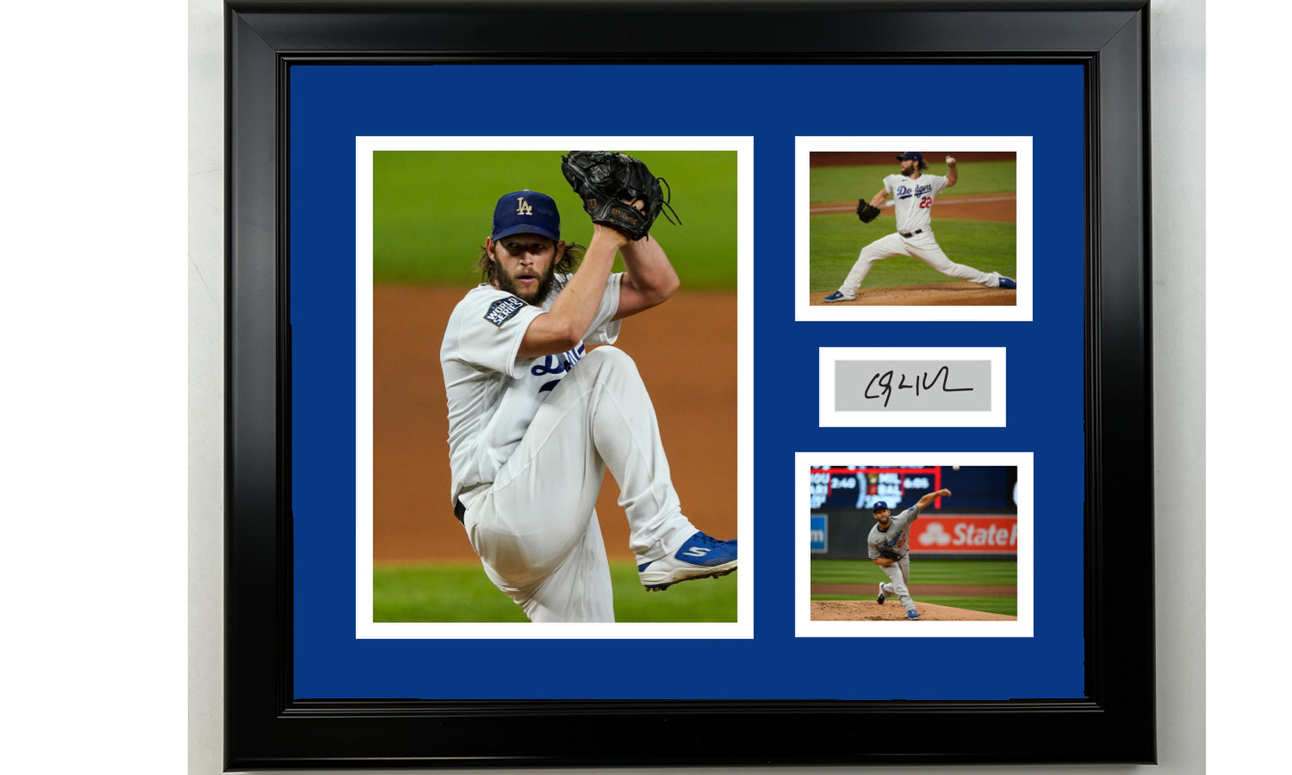 Framed Clayton Kershaw Los Angeles Dodgers Facsimile Laser Engraved Signature Baseball 14x11 3 Photo Collage